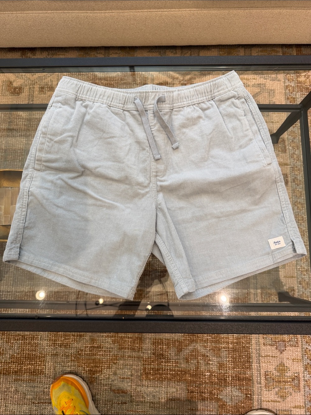 Katin Light Gray-Blue Corduroy Drawstring Shorts